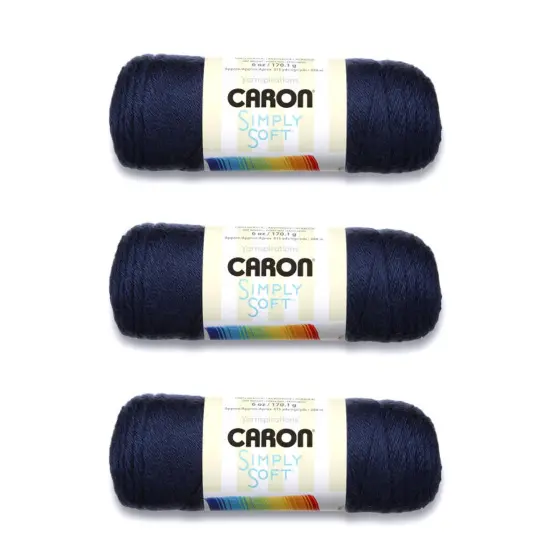 Caron Simply Soft Dark Country Blue Yarn - 3 Pack of 170g/6oz - Acrylic - 4 Medium (Worsted) - 315 Yards - Knitting/Crochet {1}