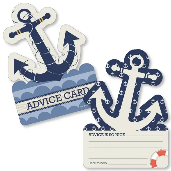 Big Dot of Happiness Ahoy - Nautical - Anchor Wish Card Baby Shower Activities - Shaped Advice Cards Game - Set of 20 {1}