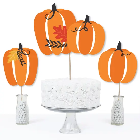 Big Dot of Happiness Fall Pumpkin - Halloween or Thanksgiving Party Centerpiece Sticks - Table Toppers - Set of 15 {4}