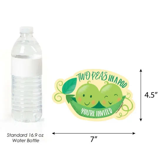 Big Dot of Happiness Double the Fun - Twins Two Peas in a Pod - Shaped Invites - Baby Shower or Birthday Party Invite Cards with Envelopes - Set of 12 {6}