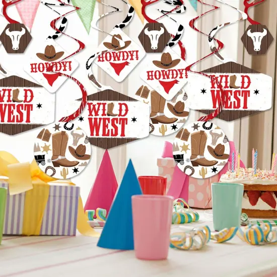 Big Dot of Happiness Western Hoedown - Wild West Cowboy Party Hanging Decor - Party Decoration Swirls - Set of 40 {3}