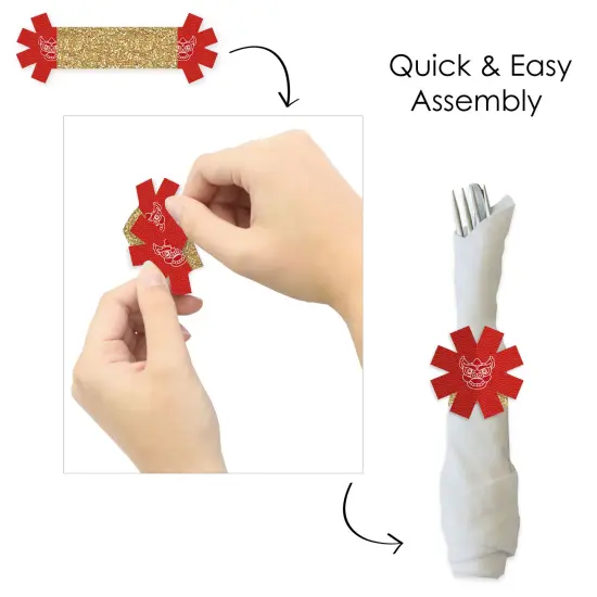 Big Dot of Happiness Lunar New Year - Paper Napkin Holder - Napkin Rings - Set of 24 {6}