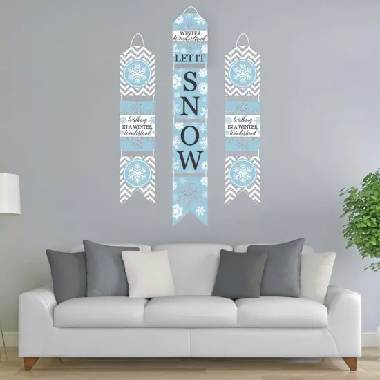 Big Dot of Happiness Winter Wonderland - Hanging Vertical Paper Door Banners - Snowflake Holiday Party & Winter Wedding Wall Kit - Indoor Door Decor {3}
