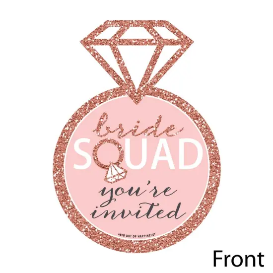 Big Dot of Happiness Bride Squad - Shaped Fill-in Invites - Rose Gold Bridal Shower or Bachelorette Party Invitation Cards with Envelopes - Set of 12 {3}