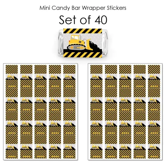 Big Dot of Happiness Dig It - Construction Party Zone - Mini Candy Bar Wrapper Stickers - Baby Shower or Birthday Party Small Favors - 40 Count {4}