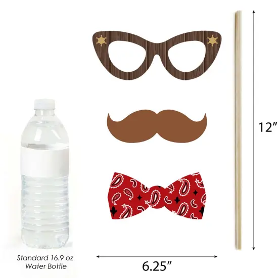 Big Dot of Happiness Western Hoedown - Wild West Cowboy Party Photo Booth Props Kit - 20 Count {6}