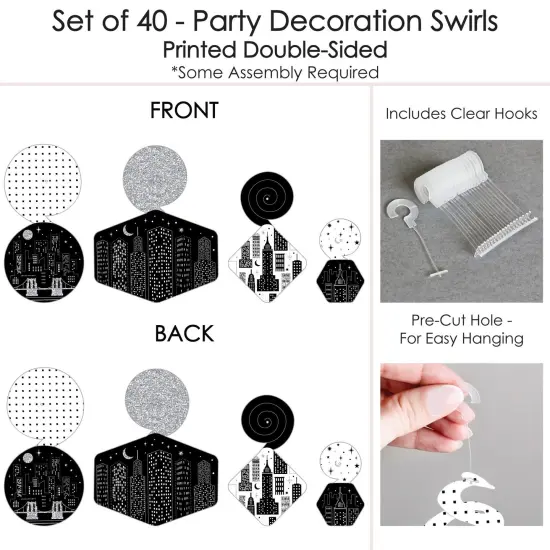 Big Dot of Happiness Nighttime City Skyline - New York Party Hanging Decor - Party Decoration Swirls - Set of 40 {7}