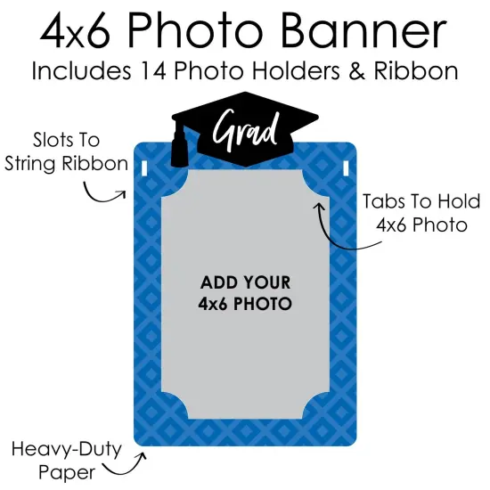 Big Dot of Happiness Blue Grad - Best is Yet to Come - DIY Royal Blue Graduation Party Decor - K-12 School Picture Display - Photo Banner {7}
