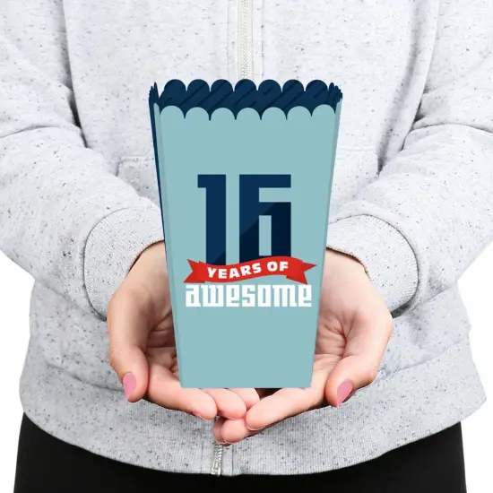 Big Dot of Happiness Boy 16th Birthday - Sweet Sixteen Birthday Party Favor Popcorn Treat Boxes - Set of 12 {6}