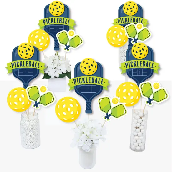 Big Dot of Happiness Let&rsquo;s Rally - Pickleball - Birthday or Retirement Party Centerpiece Sticks - Table Toppers - Set of 15 {3}