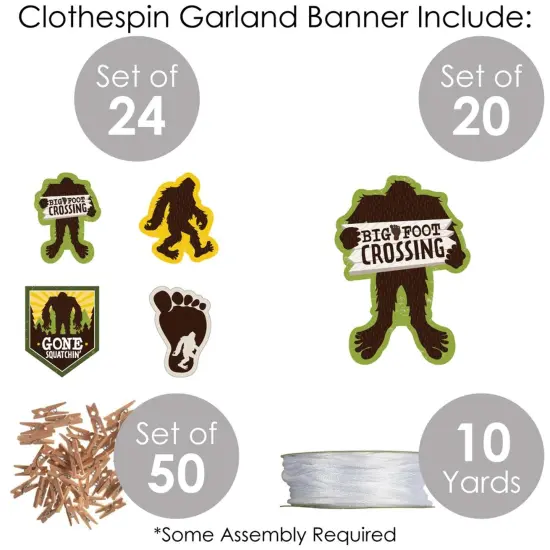 Big Dot of Happiness Sasquatch Crossing - Bigfoot Party or Birthday Party DIY Decorations - Clothespin Garland Banner - 44 Pieces {6}