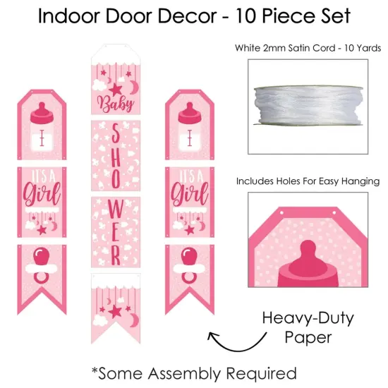 Big Dot of Happiness It's a Girl - Hanging Vertical Paper Door Banners - Pink Baby Shower Wall Decoration Kit - Indoor Door Decor {6}