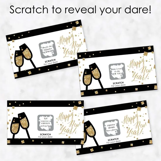 Big Dot of Happiness New Year's Eve - Gold - New Years Eve Party Game Scratch Off Dare Cards - 22 Count {4}