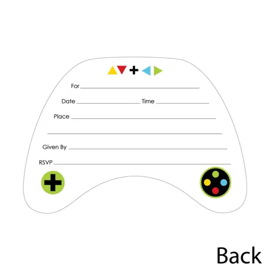 Big Dot of Happiness Game Zone - Shaped Fill-in Invitations - Pixel Video Game Party or Birthday Party Invitation Cards with Envelopes - Set of 12 {4}