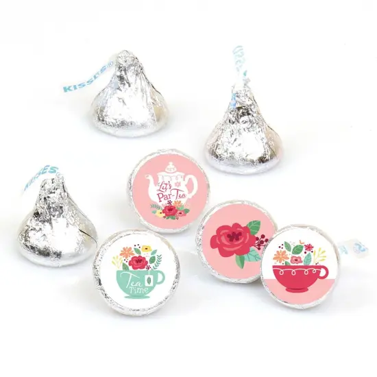 Big Dot of Happiness Floral Let's Par-Tea - Garden Tea Party Round Candy Sticker Favors - Labels Fits Chocolate Candy (1 sheet of 108) {1}