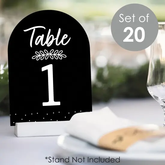 Big Dot of Happiness Mr. and Mrs. - Black and White Wedding or Bridal Shower Double-Sided 5 x 7 inches Cards - Table Numbers - 1-20 {3}