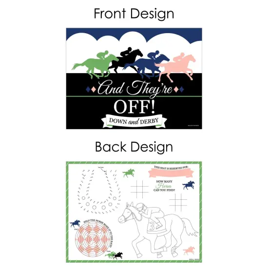 Big Dot of Happiness Kentucky Horse Derby - Paper Horse Race Party Coloring Sheets - Activity Placemats - Set of 16 {7}