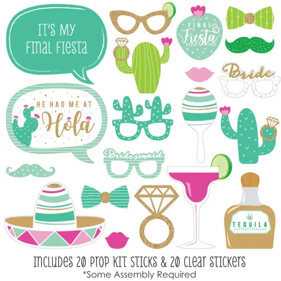 Big Dot of Happiness Final Fiesta - Last Fiesta Bachelorette Party Photo Booth Props Kit - 20 Count {3}