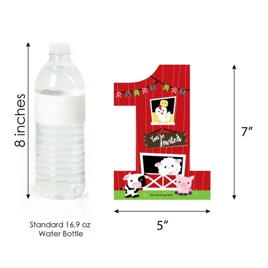 Big Dot of Happiness 1st Birthday Farm Animals - Shaped Fill-in Invites - Barnyard First Birthday Party Invitation Cards with Envelopes - Set of 12 {6}