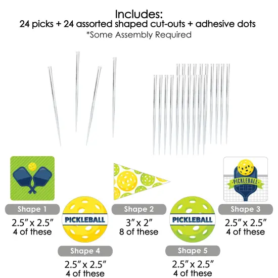 Big Dot of Happiness Let&rsquo;s Rally - Pickleball - Dessert Cupcake Toppers - Birthday or Retirement Party Clear Treat Picks - Set of 24 {4}