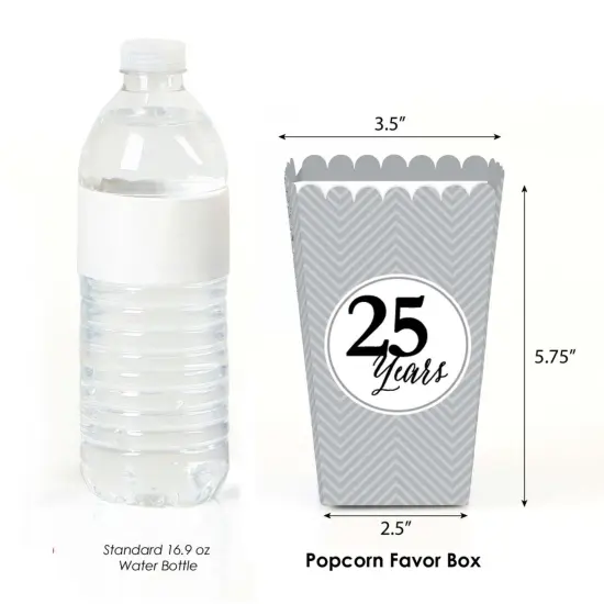 Big Dot of Happiness We Still Do - Silver 25th Wedding Anniversary Party Favors Popcorn Treat Boxes - Set of 12 {3}