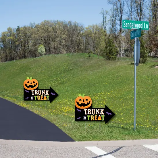 Big Dot of Happiness Trunk or Treat - Halloween Car Parade Party Yard Sign with Stakes - Double Sided Outdoor Lawn Sign - Set of 3 {6}