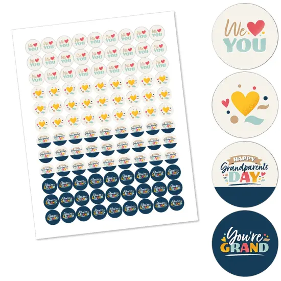 Big Dot of Happiness Happy Grandparents Day - Grandma & Grandpa Party Round Candy Sticker Favors - Labels Fits Chocolate Candy (1 sheet of 108) {3}