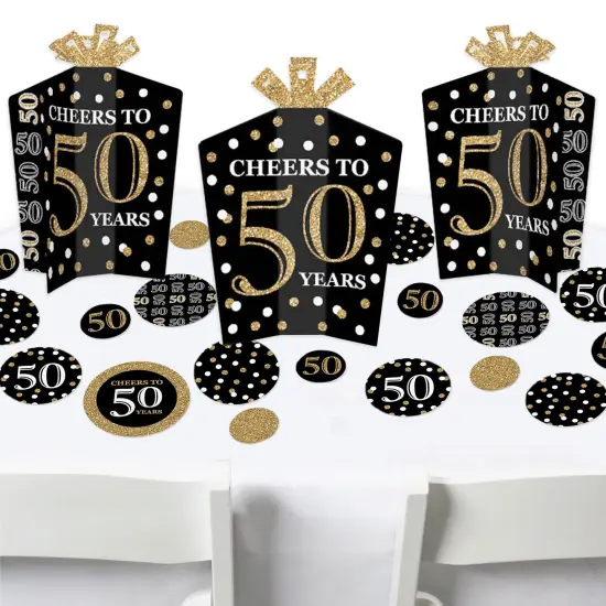 Big Dot of Happiness Adult 50th Birthday - Gold - Birthday Party Decor and Confetti - Terrific Table Centerpiece Kit - Set of 30 {1}