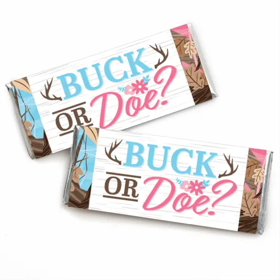 Big Dot of Happiness Buck or Doe - Candy Bar Wrapper Hunting Gender Reveal Party Favors - Set of 24 {1}