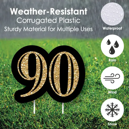 Big Dot of Happiness Adult 90th Birthday - Gold Lawn Decorations - Outdoor Birthday Party Yard Decorations - 10 Piece {6}