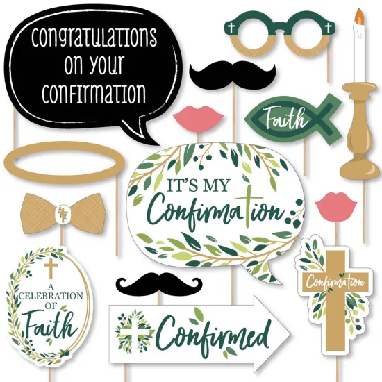 Big Dot of Happiness Confirmation Elegant Cross - Religious Party Photo Booth Props Kit - 20 Count {1}