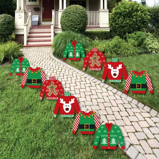 Big Dot of Happiness Ugly Sweater - Sweater Lawn Decorations - Outdoor Holiday and Christmas Yard Decorations - 10 Piece {1}