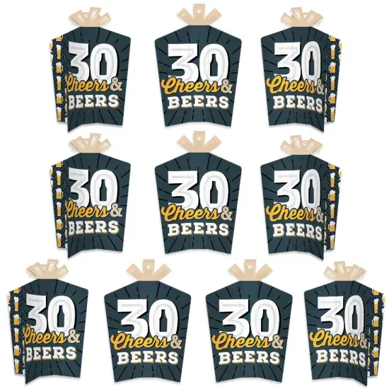 Big Dot of Happiness Cheers and Beers to 30 Years - Table Decorations - 30th Birthday Party Fold and Flare Centerpieces - 10 Count {1}