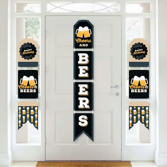 Big Dot of Happiness Cheers and Beers Happy Birthday - Hanging Vertical Paper Door Banners - Birthday Party Wall Decoration Kit - Indoor Door Decor {1}