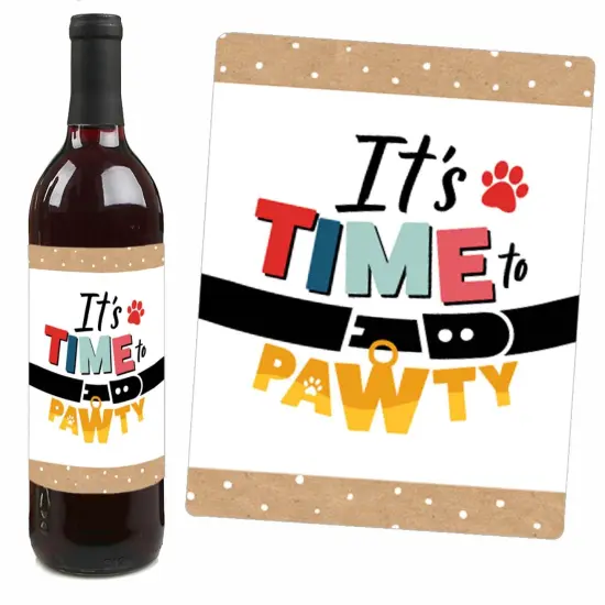Big Dot of Happiness Happy Gotcha Day - Dog and Cat Pet Adoption Party Decorations for Women and Men - Wine Bottle Label Stickers - Set of 4 {4}
