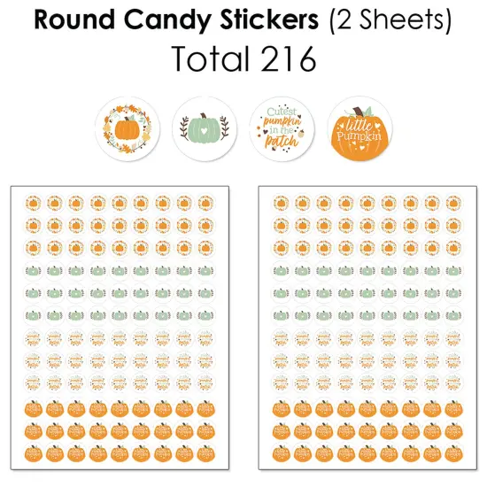 Big Dot of Happiness Little Pumpkin - Fall Birthday Party or Baby Shower Candy Favor Sticker Kit - 304 Pieces {6}