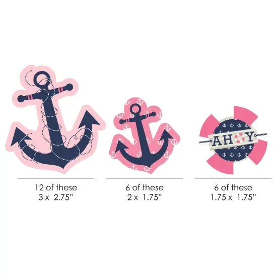 Big Dot of Happiness Ahoy - Nautical Girl - DIY Shaped Baby Shower or Birthday Party Cut-Outs - 24 Count {3}