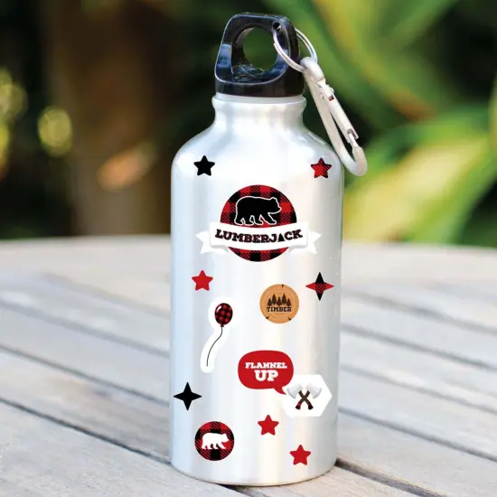 Big Dot of Happiness Lumberjack - Channel The Flannel - Buffalo Plaid Birthday Party Favor Kids Stickers - 16 Sheets - 256 Stickers {6}