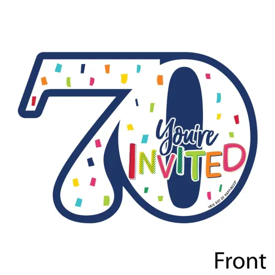 Big Dot of Happiness 70th Birthday - Cheerful Happy Birthday - Shaped Fill-In Invites - Seventieth Birthday Invites Cards with Envelopes - Set of 12 {3}