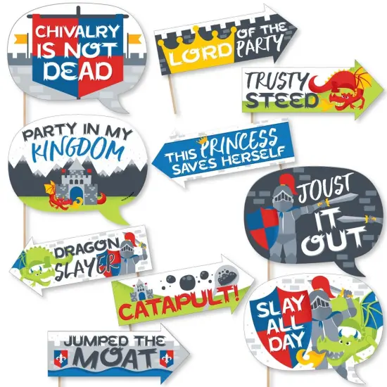 Big Dot of Happiness Funny Calling All Knights and Dragons - Medieval Party or Birthday Party Photo Booth Props Kit - 10 Piece {1}