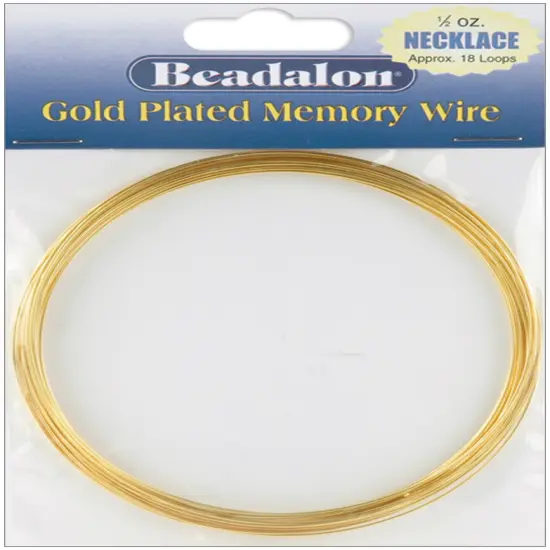 Beadalon Memory Wire Necklace .62mm .5oz-Gold-Plated - 18 Coils {1}