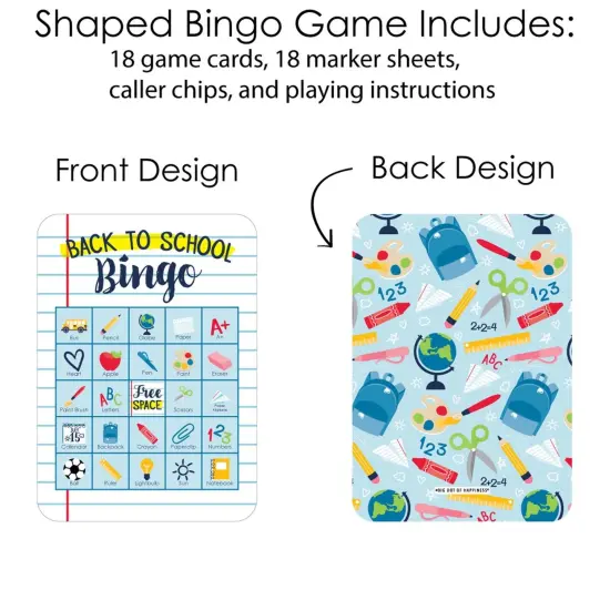 Big Dot of Happiness Back to School - Picture Bingo Cards and Markers - First Day of School Classroom Activities Bingo Game - Set of 18 {4}
