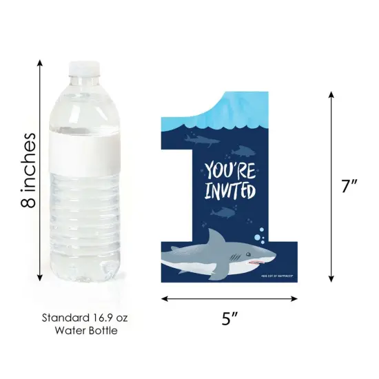 Big Dot of Happiness 1st Birthday Shark Zone - Shaped Fill-In Invites - Jawsome Shark First Birthday Party Invite Cards with Envelopes - Set of 12 {6}