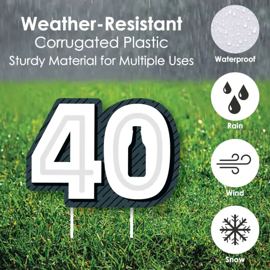 Big Dot of Happiness Cheers and Beers to 40 Years - Yard Sign and Outdoor Lawn Decorations - 40th Birthday Party Yard Signs - Set of 8 {4}