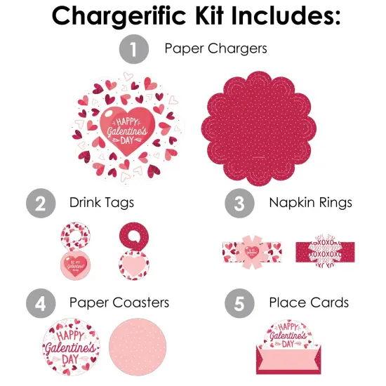 Big Dot of Happiness Happy Galentine's Day - Valentine's Day Party Paper Charger and Table Decorations - Chargerific Kit - Place Setting for 8 {4}