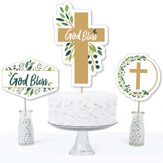 Big Dot of Happiness Elegant Cross - Religious Party Centerpiece Sticks - Table Toppers - Set of 15 {4}