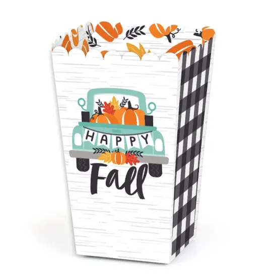 Big Dot of Happiness Happy Fall Truck - Harvest Pumpkin Party Favor Popcorn Treat Boxes - Set of 12 {1}