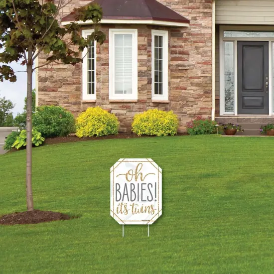 Big Dot of Happiness It's Twins - Outdoor Lawn Sign - Gold Twins Baby Shower Yard Sign - 1 Piece {4}