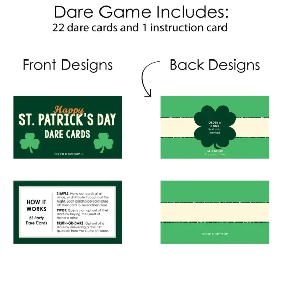Big Dot of Happiness St. Patrick's Day - Saint Paddy's Day Party Game Scratch Off Dare Cards - 22 Count {6}