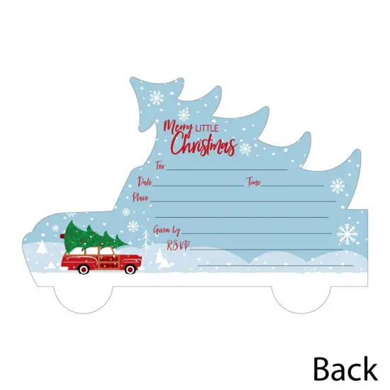 Big Dot of Happiness Merry Little Christmas Tree - Shaped Fill-in Invitations - Red Truck Christmas Party Invitation Cards with Envelopes - Set of 12 {4}
